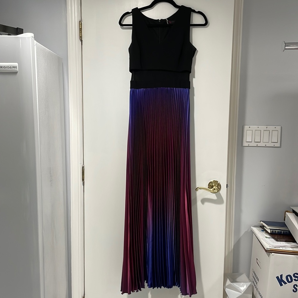 Aqua Ombre pleated evening gown size 2